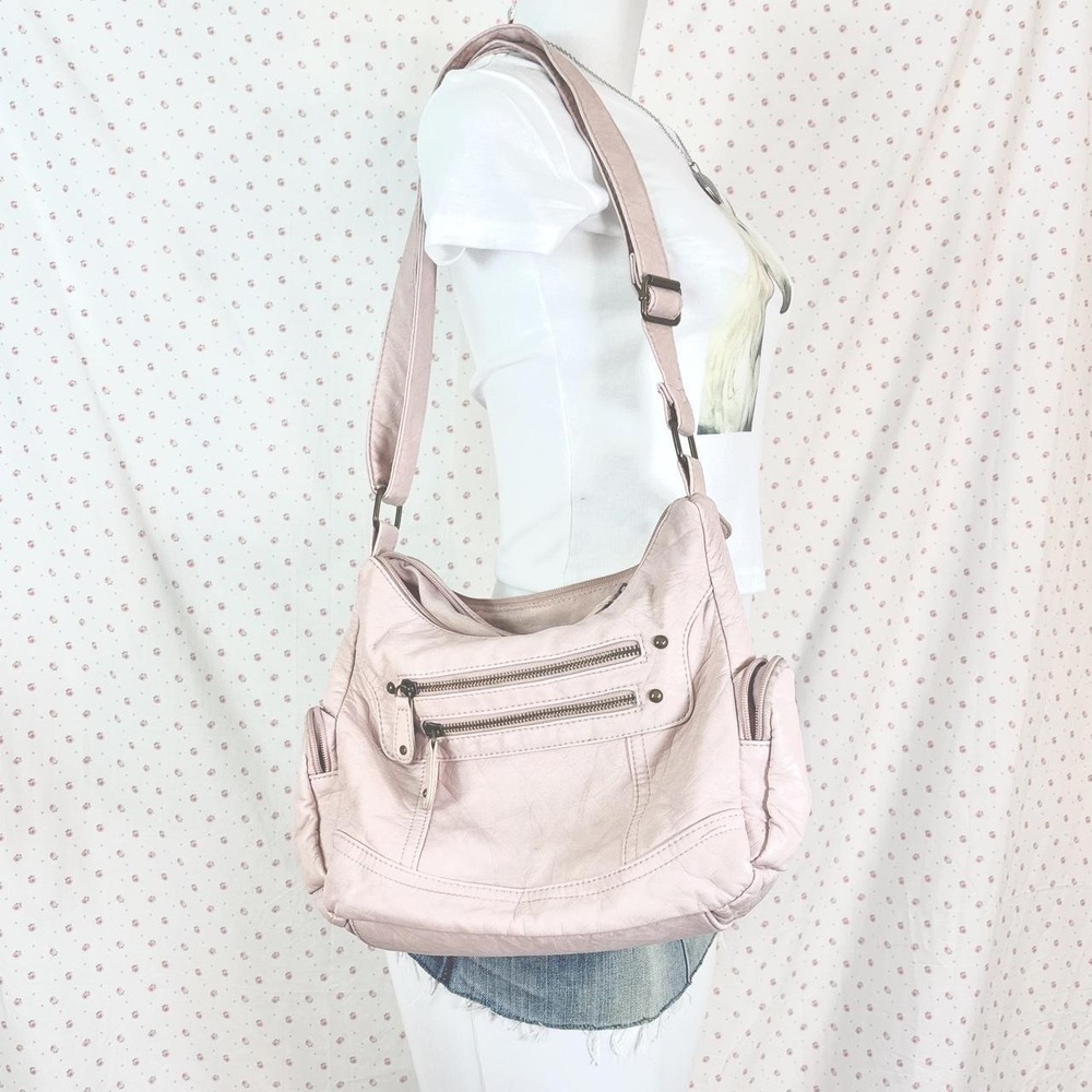 y2k pale pink shoulder bag multi pocket hobo bag